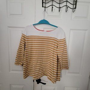 Molly&Isadora 3/4 sleeve top 2x called Dotty Engineered Striped Tee